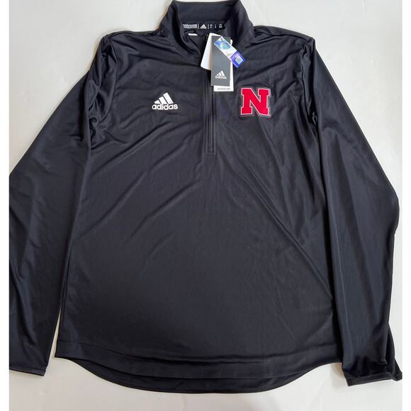 Adidas Mens University of Nebraska Cornhuskers 1/4 Zip Knit Pullover GE2454 Sz S - Picture 1 of 14